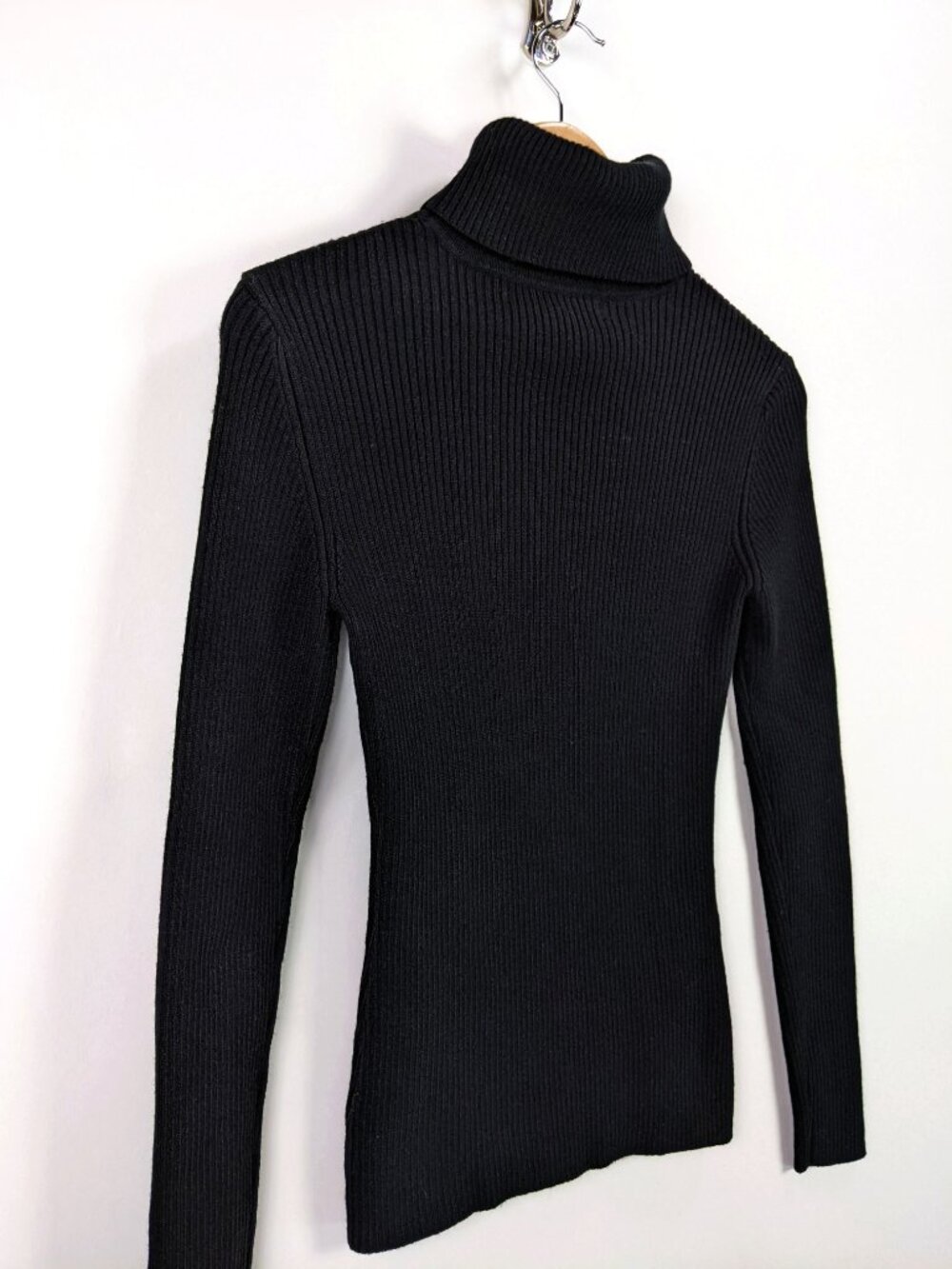 French Connection Womens Ribbed Knit Turtleneck Long Sleeve Black Sweater - XS - Picture 4 of 6